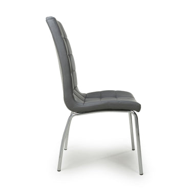 Jenner Leather Effect Grey - Chrome Leg Dining Chair