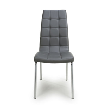 Jenner Leather Effect Grey - Chrome Leg Dining Chair