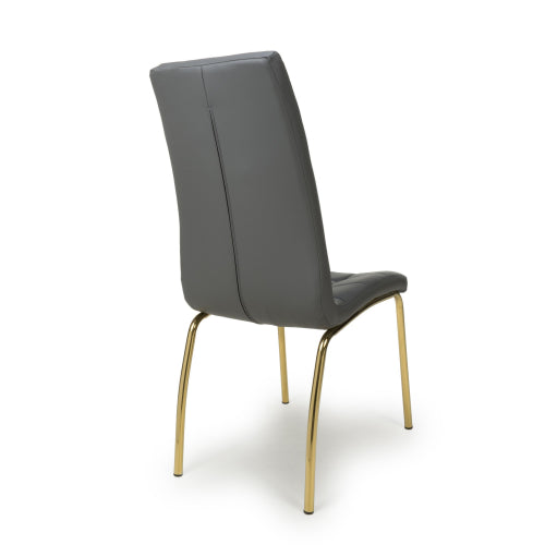 Jenner Leather Effect Grey / Black Fabric Gold Leg Dining Chair