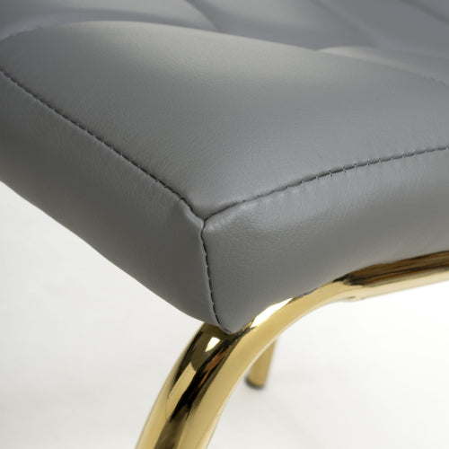 Jenner Leather Effect Grey / Black Fabric Gold Leg Dining Chair