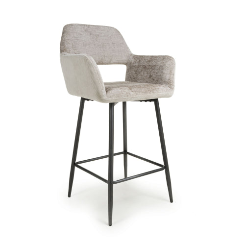 Sorento Chenille Corduroy Fabric Mink / Grey Bar Chair Stool