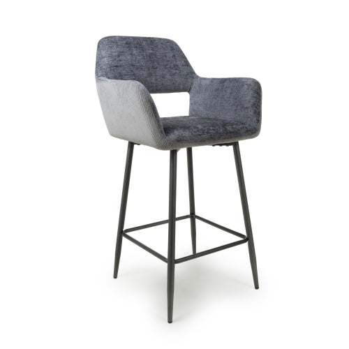 Sorento Chenille Corduroy Fabric Mink / Grey Bar Chair Stool