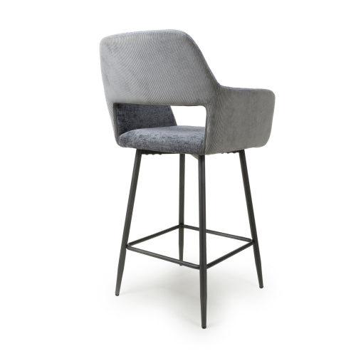 Sorento Chenille Corduroy Fabric Mink / Grey Bar Chair Stool