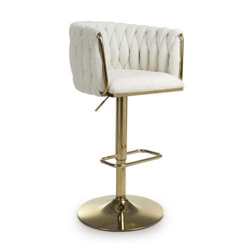 Bellaire Fabric Threaded Effect Gold Base Bar Stool