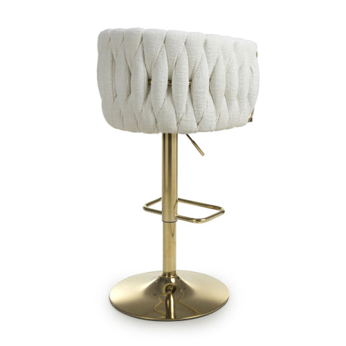 Bellaire Fabric Threaded Effect Gold Base Bar Stool