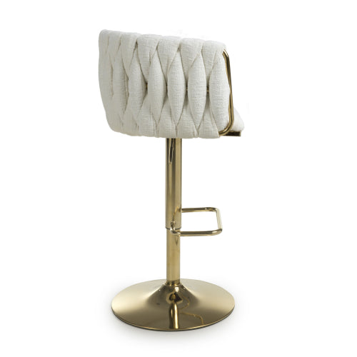 Bellaire Fabric Threaded Effect Gold Base Bar Stool