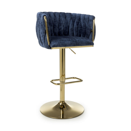 Bellaire Fabric Threaded Effect Gold Base Bar Stool