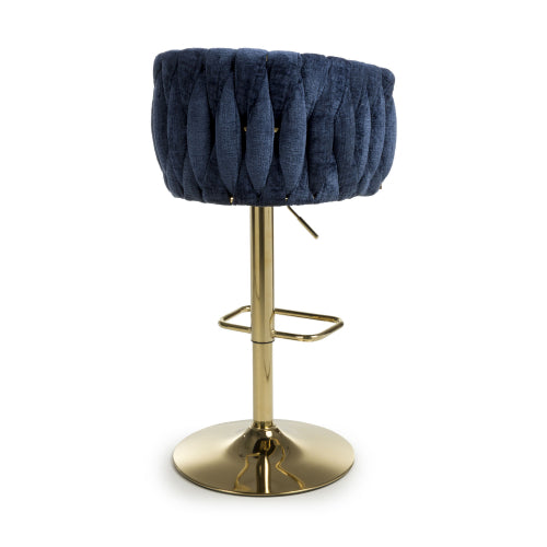 Bellaire Fabric Threaded Effect Gold Base Bar Stool