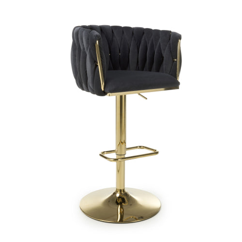 Bellaire Fabric Threaded Effect Gold Base Bar Stool