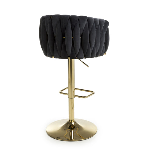 Bellaire Fabric Threaded Effect Gold Base Bar Stool