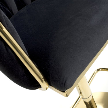Blaire Black Fabric Threaded Effect Gold Base Bar Stool