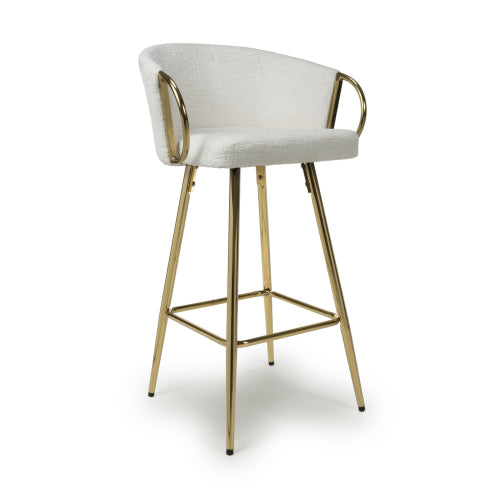 Volero Textured Effect Fabric Bar Stool Gold Legs