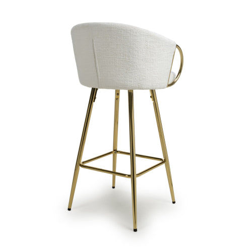 Volero Textured Effect Fabric Bar Stool Gold Legs