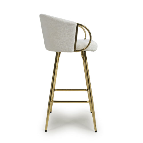 Volero Textured Effect Fabric Bar Stool Gold Legs