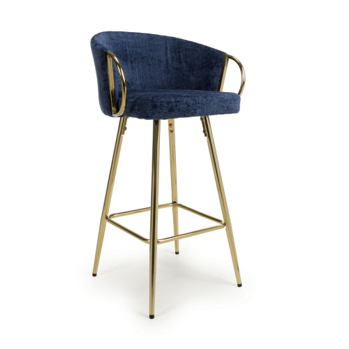 Volero Textured Effect Fabric Bar Stool Gold Legs