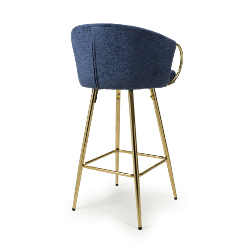 Volero Textured Effect Fabric Bar Stool Gold Legs