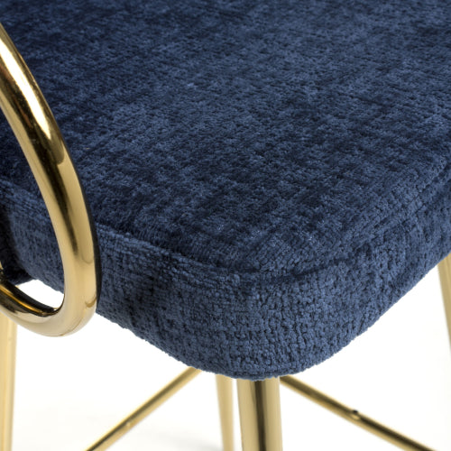 Volero Textured Effect Fabric Bar Stool Gold Legs