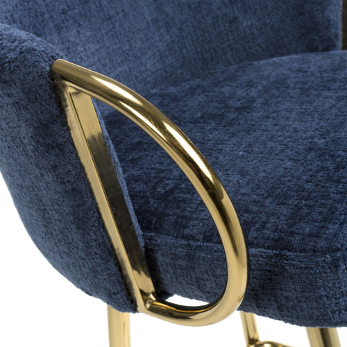 Volero Textured Effect Fabric Bar Stool Gold Legs