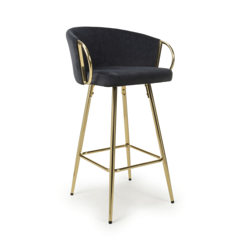 Volero Textured Effect Fabric Bar Stool Gold Legs