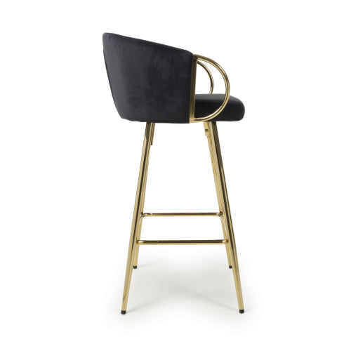 Volero Textured Effect Fabric Bar Stool Gold Legs