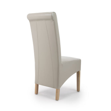 Trista Ivory PU Leather High Back Fabric Dining Chair