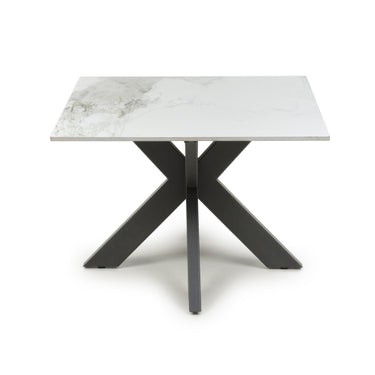 Kyoto Square Ceramic White Marble End Table