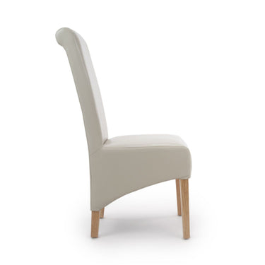Trista Ivory PU Leather High Back Fabric Dining Chair