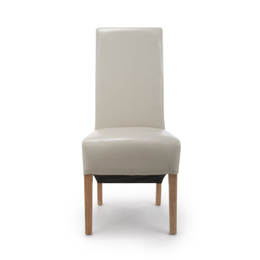 Trista Ivory PU Leather High Back Fabric Dining Chair