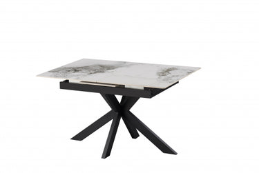 Kyoto Centre Rise 140 - 180cm Extending White Marble Dining Table