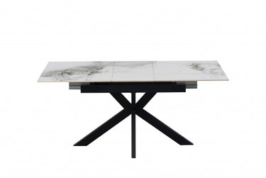 Kyoto Centre Rise 140 - 180cm Extending White Marble Dining Table