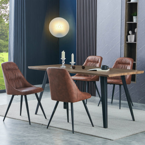 Curved Edge Dining Table Black Legs 4 Chair set colour
