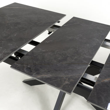 Kyoto Centre Rise 140 - 180cm Extending Grey Marble Dining Table
