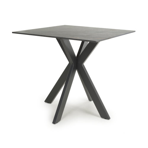 Kyoto Small 80cm Square Ceramic Grey Marble Dining Table