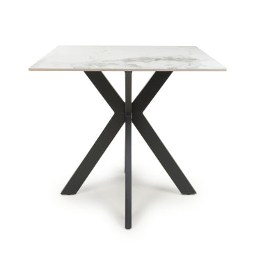 Kyoto Small 80cm Square Ceramic White Marble Dining Table