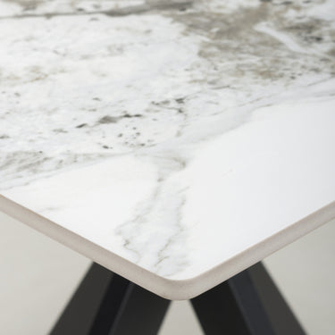 Kyoto Small 80cm Square Ceramic White Marble Dining Table