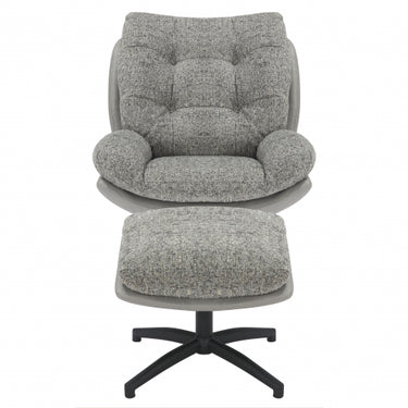 Carson Grey Fabric Lounge Chair & Footstool