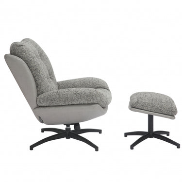 Carson Grey Fabric Lounge Chair & Footstool