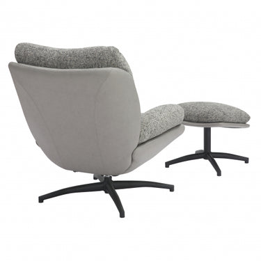 Carson Grey Fabric Lounge Chair & Footstool