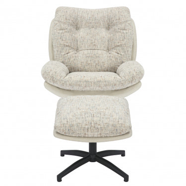 Carson Cream Fabric Lounge Chair & Footstool