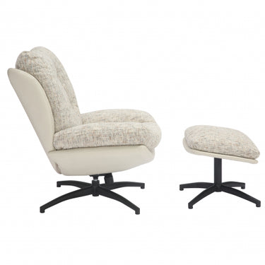 Carson Cream Fabric Lounge Chair & Footstool