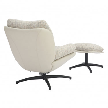 Carson Cream Fabric Lounge Chair & Footstool