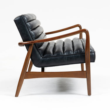 Club Leather Effect Black 2 Seater Vintage Bench Sofa