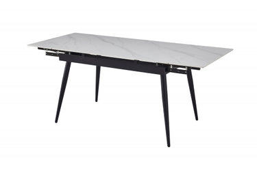 Carlo Double Extending White Marble Dining Table