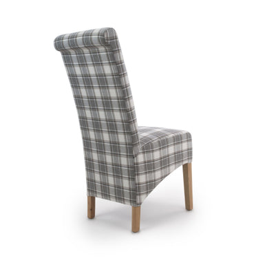 Trista Roll Back Fabric Herringbone Check Cappuccino Dining Chair