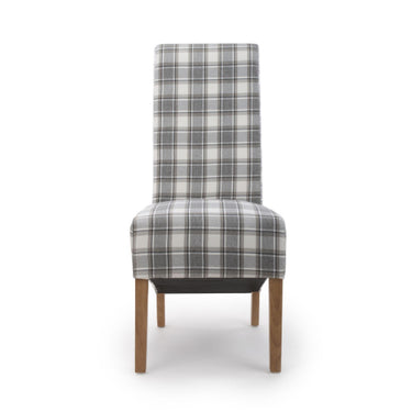 Trista Roll Back Fabric Herringbone Check Cappuccino Dining Chair