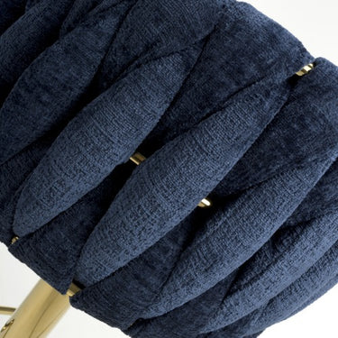 Blaire Blue Fabric Threaded Effect Gold Base Bar Stool