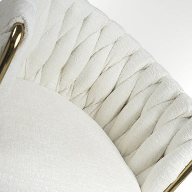 Blaire Cream Fabric Threaded Effect Gold Base Bar Stool
