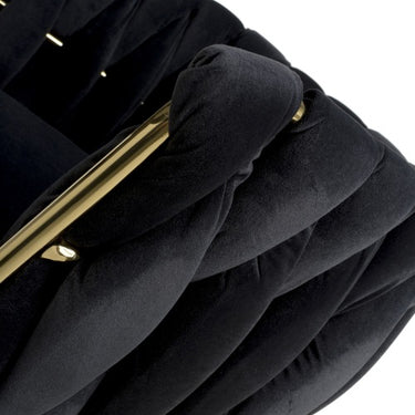 Blaire Black Fabric Threaded Effect Gold Base Bar Stool