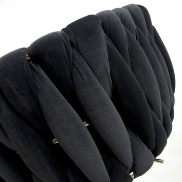Blaire Black Fabric Threaded Effect Gold Base Bar Stool
