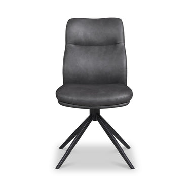 Perla Charcoal Faux Leather Swivel Dining Chair